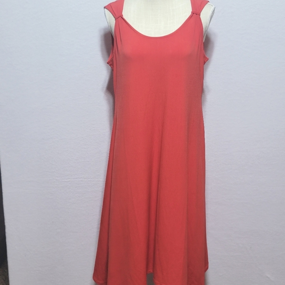 Joan Vass Elegant Coral Sleeveless Dress. SIZE L. #635